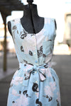 Vintage 1940s Small Blue Romper Skirt Matching Playsuit Set - Wounded AS IS