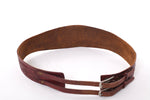 Vintage 1950s XL Ox Blood Red Mexican Tooled Leather Double Buckle Wide Cinch Belt