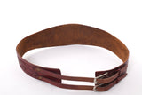 Vintage 1950s XL Ox Blood Red Mexican Tooled Leather Double Buckle Wide Cinch Belt
