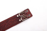 Vintage 1950s XL Ox Blood Red Mexican Tooled Leather Double Buckle Wide Cinch Belt