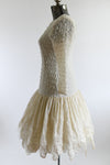 Vintage 1980s Medium Cream Lace Full Skirt Midi Party Dress | by Joy Stevens