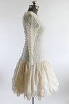 Vintage 1980s Medium Cream Lace Full Skirt Midi Party Dress | by Joy Stevens