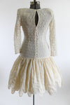 Vintage 1980s Medium Cream Lace Full Skirt Midi Party Dress | by Joy Stevens