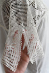 Antique 1910s Large White Bow Crocheted Yoke Handmade Nightgown
