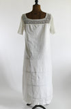 Antique 1910s Large White Bow Crocheted Yoke Handmade Nightgown