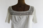 Antique 1910s Large White Bow Crocheted Yoke Handmade Nightgown