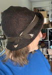 Vintage 1930s Size 23 Black Beige Straw Ribbon Brimmed Slouch Hat | by Parkway Hats