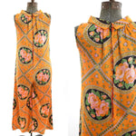 Vintage 1960s XS 32 Orange Floral Roses Sleeveless Wide Leg Lounge Jumpsuit | by Sears