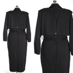 Vintage 1980s Size 12 Large Black Cotton Leather Trench Coat | by Together Co.