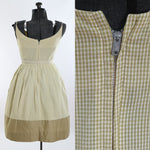 Vintage Late 50s Early 60s Small Green Gingham Sleeveless Sundress