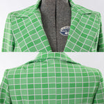 Vintage 1970s Medium Green White Plaid Wide Peaked Lapel Jacket | by Russ