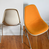 Vintage 1970s Orange Off White Fiberglass Eames DSS Stacking Side Chairs Set of 4 | by Herman Miller