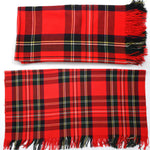 Vintage 1950s Red Wool Acrylic Blend Plaid Lightweight Throw Blanket | 53.5" W X 60" L