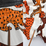 Vintage 1970s Small Orange Brown White Wild Cats Novelty Print Shorts