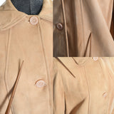 Vintage 1950s XS Tan Suede Leather Long Sleeve Jacket