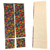 Vintage 1960s Rainbow Faux Crazy Quilt 2 Curtain Valances 2 Pillow Sham Sets | 68" X 19.5" Panels