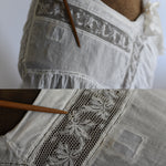 Antique 1910s Large White Cotton Voile Pin Tucked Bodice Nightgown