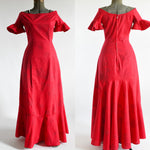 Vintage 1950s Small Red Hibiscus Holomu'u Maxi Hawaiian Dress | by Dorothea Hawaii