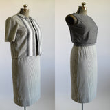 Vintage 1960s Medium Black White Seersucker 3 Piece Jacket Skirt Suit | by Susan Thomas