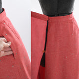 Vintage 1950s XS Red Rhinestones Denim Wrap Maxi Skirt | by Fleischman California