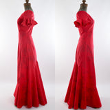 Vintage 1950s Small Red Hibiscus Holomu'u Maxi Hawaiian Dress | by Dorothea Hawaii