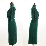 Vintage 1950s XS Small Green Wool Knit Sweater Skirt Suit Set | by Ann Adams