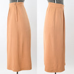 Vintage 1940s Small Tan Gabardine Midi Skirt