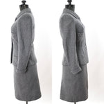 Vintage 1950s XS Gray Blue Wasp Waist Skirt Suit