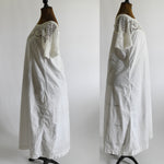 Antique 1910s Large White Bow Crocheted Yoke Handmade Nightgown