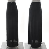 Vintage 1940s Medium Black Rayon Crepe Long Maxi Skirt