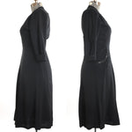 Vintage 1940s Medium Black Crepe Beaded Cocktail Dress | by Form Fit