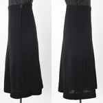 Vintage 1930s Small Black Rayon Crepe Midi Skirt