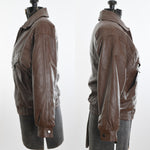 Vintage 1980s Youth Large Brown Leather Bomber Coat | by KC Collections