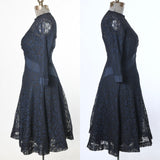 Vintage 1940s Medium Navy Blue Lace New Look Midi Dress