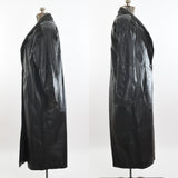 Vintage 1980s Large Black Leather Gold Suede Long Duster Coat | by Maggie Lawrence