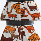 Vintage 1970s Small Orange Brown White Wild Cats Novelty Print Shorts