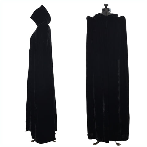 vintage 1930s hooded black velvet full length opera cloak