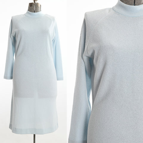 vintage 1960s pale blue long sleeve sweater dress