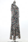 vintage 1920s dark floral garden party dress side view