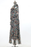 vintage 1920s dark floral garden party dress left side view 