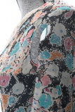 vintage 1920s dark floral garden party dress side view capelet closeup