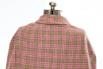Vintage 1960s Pink Green Plaid Wool Cape   |   Medium Large