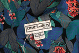 Vintage 1980s Sheer Dark Florals Puff Sleeve Midi Dress | 2XL | by Charlee Allison for Eljay