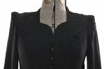 Vintage 1940s Black Soutache Trim Puff Shoulder Dress   |  Large XL