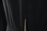 Vintage 1940s Black Soutache Trim Puff Shoulder Dress   |  Large XL
