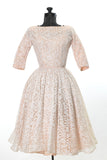 Vintage 1950s Cream Lace Champagne Taffeta Full Circle Party Dress   |   XXS Petite