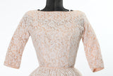 Vintage 1950s Cream Lace Champagne Taffeta Full Circle Party Dress   |   XXS Petite