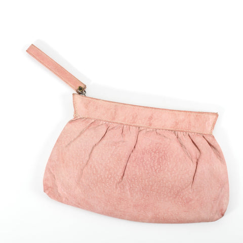 Vintage 1940s Pink Leather Hand Held Purse