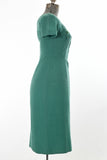 Vintage 1950s Teal Green Knit Sweater Dress   |   Medium  |   by Snyderknit