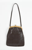 Vintage 1950s Thin Brown Leather Handbag Purse